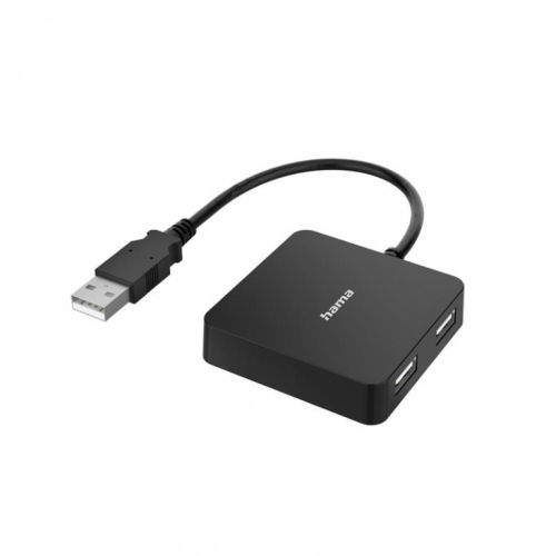Hama USB Hub, 4 liidest, USB 2.0, must - USB jagaja / 00300081