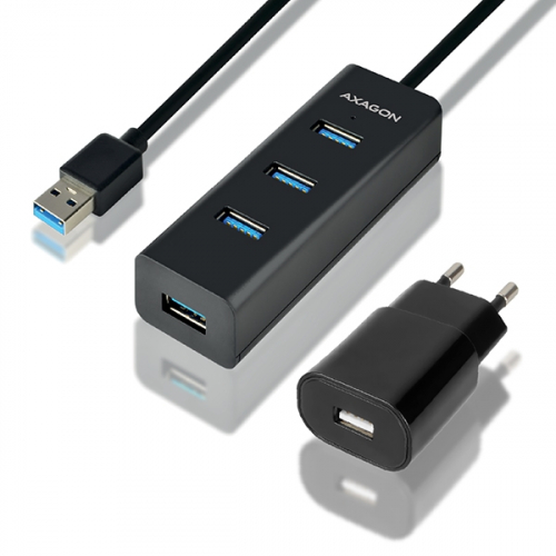 AXAGON Charging Active Hub HUE-S2BP 4x USB 3.2 Gen 1, 1.2m Cable, Charging, Incl. AC Adapter 