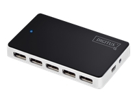 DIGITUS USB 2.0 10-Port Hub 10x USB A/F, 1x USB mini incl. USB cable & power supply
