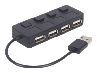 GEMBIRD USB 2.0 4-port hub with switches black