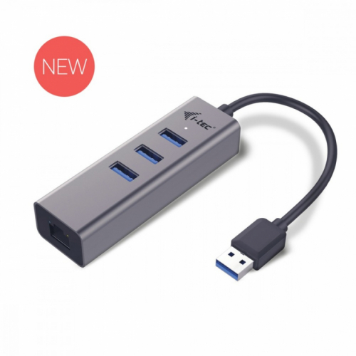 i-tec USB 3.0 Metal 3 Port HUB with Gigabit Ethernet Adapter