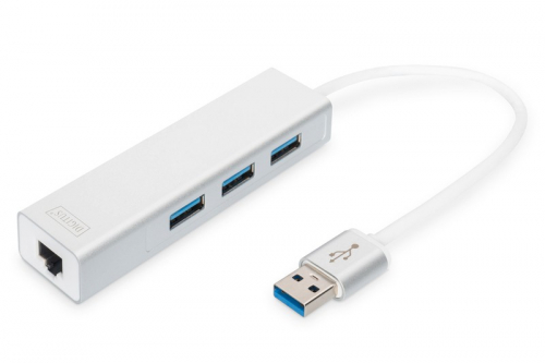 Digitus Hub USB 3.0, 3-ports Gigabit LAN adaptor