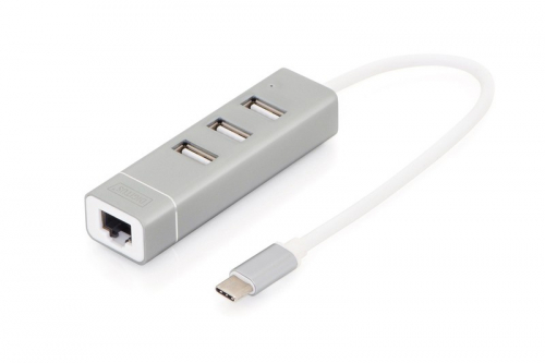 Digitus Hub 3-port USB3.0 Type C Power Supply aluminum