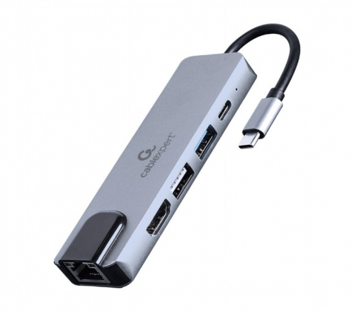 Gembird Adapter USB-C 5in1, PD, HDMI, USB 3.1, USB 2.0, LAN