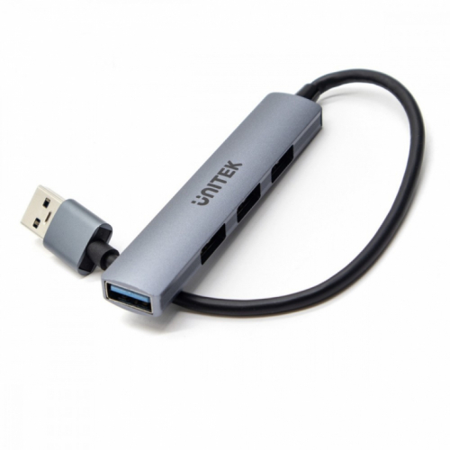 Unitek HUB USB-A; 3x USB-A 2.0; 1x USB-A 5 Gbps Alu