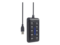 GEMBIRD 10-port USB 2.0 HUB black