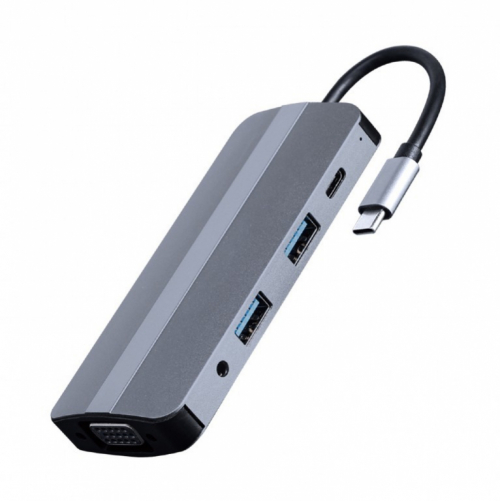 Gembird Adapter USB-C 8in1, HDMI, USB-C, PD, VGA, USB 3.1, 2.0, audio, card reader