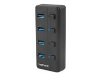 NATEC NHU-1557 Natec Hub USB 3.0 Mantis2, 4-ports on/off with AC Adapter, Black