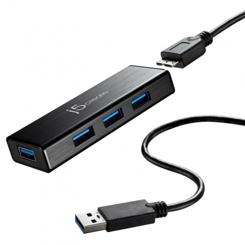 Hub j5create USB 3.0 4-PORT Mini Hub 4xUSB 3.0; colour black JUH340-N