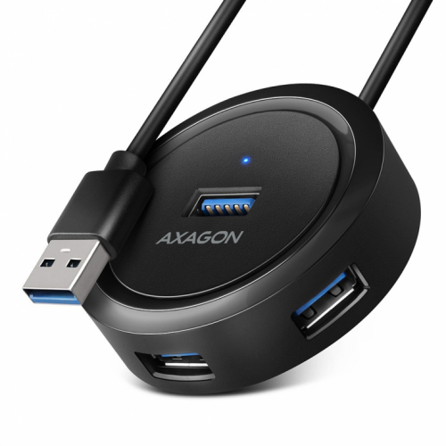 AXAGON Hub HUE-P1A - 4x USB-A ROUND - micro USB power - 30cm USB-A cable