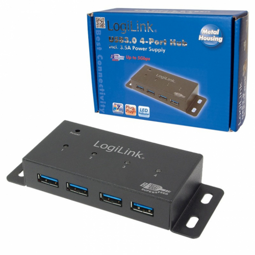 LogiLink USB 3.0 HUB, 4-Port, Metal housing