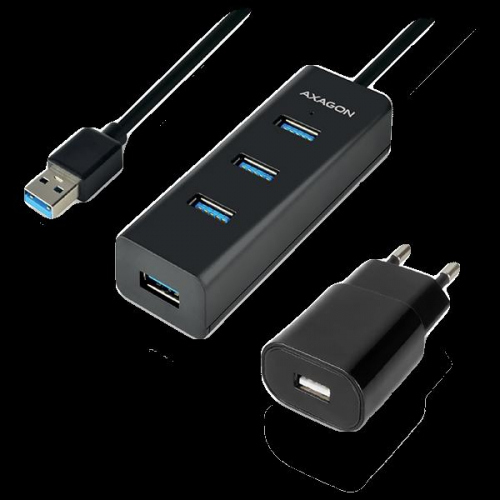 AXAGON HUE-S2BP 4x USB3.0 Charging Hub 1.2m Cable, MicroUSB Charging, Incl. AC Adapter