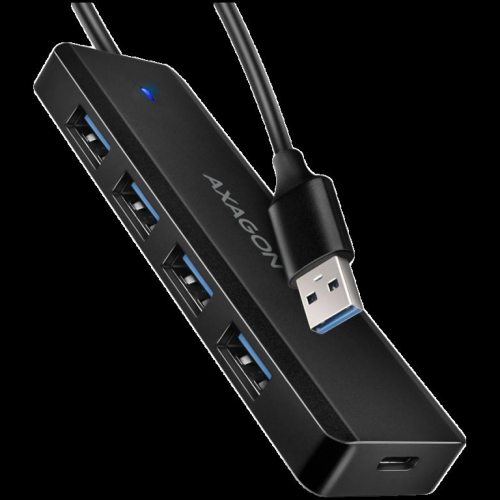 AXAGON HUE-C1A 4x USB3.2 Gen 1 Travel hub, USB-C power IN, w. 20cm Type-A cable