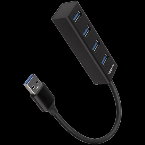 AXAGON HUE-M1A 4x USB3.2 Gen 1 MINI hub, metal, 20cm USB-A cable