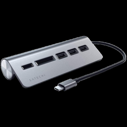 SATECHI Type-C Aluminum USB 3.0 Hub & Card Reader Space Gray