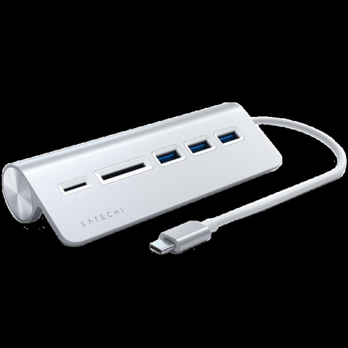 SATECHI Type-C Aluminum USB 3.0 Hub & Card Reader Silver