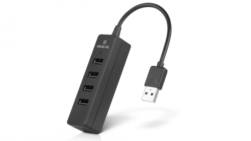 REAL-EL USB Hub HQ-154, black, 4x USB2.0