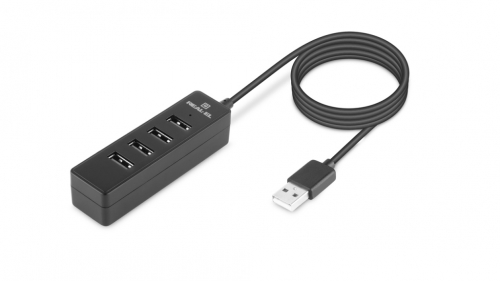 REAL-EL USB Hub HQ-174, black, 4x USB2.0,  1.2m kaabel