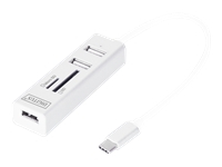 DIGITUS USB 2.0 Type C HUB with Cardreader 3x USB 2.0. 1x SD 1x MicroSD Port Aluminium housing