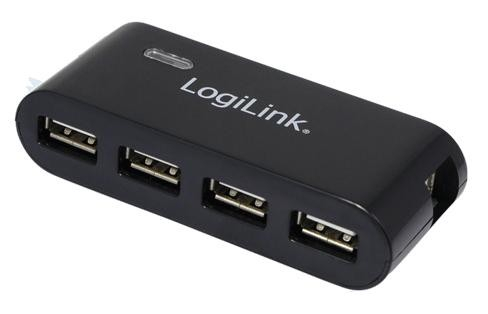 LogiLink HUB USB 2.0 4-Ports with power supply, Black