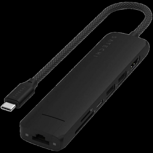 SATECHI 7-in-1 USB-C Slim Multiport Adapter with Ethernet (Black)