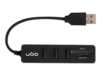 NATEC UHU-1551 UGO Hub USB 2.0 MAIPO HU200 3-ports + card reader SD/microSD, Black