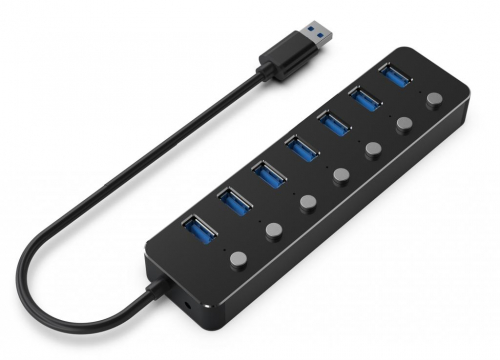 Gembird UHB-U3P7P-01  7-port USB 3.1 (Gen 1) hub with switches, black