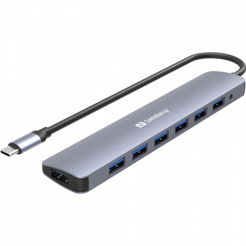 Sandberg 136-40 USB-C HUB 7-Port 7xUSB 3.0 Silber