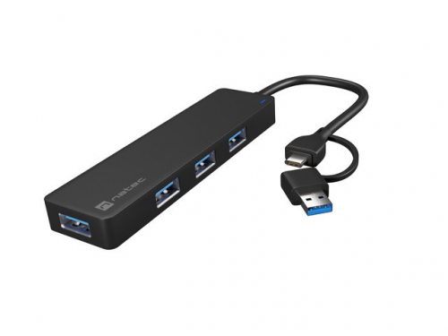 Natec USB-C 3.0 Hub 4-Port Mayfly black + adapter