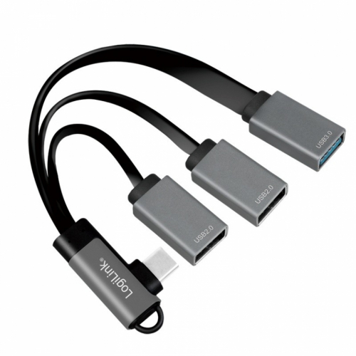 LogiLink USB3.2 Hub USB-C/M 90, to 3xUSB-A/F, 0.15m