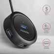 AXAGON Hub HUE-P1C - 4x USB-A ROUND 5Gbits - (micro USB power optional) - 30cm cable with USB-C