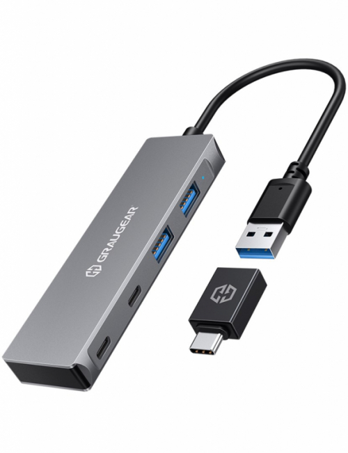 GRAUGEAR G-HUB2A2C-AC interface hub USB 3.2 Gen 1 (3.1 Gen 1) Type-A + Type-C 5000 Mbit/s Silver