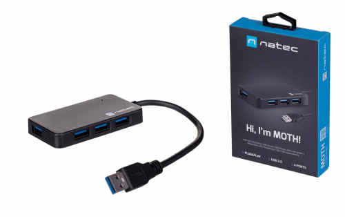 NATEC Hub USB 3.0 Moth (4 ports, black)