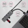AXAGON Hub HUE-MSA 4x USB3.2 Gen 1 SWITCH, metal, micro USB power IN, 20cm USB-A cable