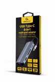 Gembird Adapter USB-C 8in1, HDMI, USB-C, PD, VGA, USB 3.1, 2.0, audio, card reader