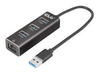 CLUB 3D USB 3.2 Gen1 Type A 3-Ports Hub with Gigabit Ethernet
