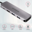 AXAGON Hub HMC-5 2x USB-A, HDMI, SD/microSD, USB 3.2 Gen 1, PD 100W, 20cm USB-C cable