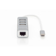 DIGITUS USB Adapter USB2.0/C -> RJ45 Ethernet+3-Port-Hub wei