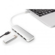 DIGITUS USB-C-Hub 4-Port 3.0->4xA3.0 1xC-PD intgr.Kabel wei