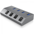 HUB USB 3.0 . 4x USB Type-A Anschlüsse. An-/Ausschalter für jeden Port ICY BOX