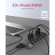 USB3.0 HUB 7Port ICY BOX 7xUSB3.0 (An-/Ausschalter für jeden Port) aktiv mit Netzteil Grey