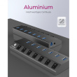 USB3.0 HUB 7Port ICY BOX 7xUSB3.0 (An-/Ausschalter für jeden Port) aktiv mit Netzteil Grey