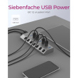 USB3.0 HUB 7Port ICY BOX 7xUSB3.0 (An-/Ausschalter für jeden Port) aktiv mit Netzteil Grey