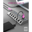 USB3.0 HUB 7Port ICY BOX 7xUSB3.0 (An-/Ausschalter für jeden Port) aktiv mit Netzteil Grey