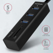 AXAGON AXAGON HMA-CR3A Hub 3x USB-A SD/microSD metal