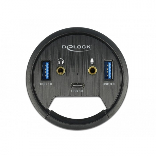 DELOCK 3 Port Tisch-Hub 1x USB Type-C und 2x USB Typ-A + HD-Audio Ports