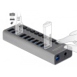 DELOCK Externer SuperSpeed USB Hub mit 10 Ports + Schalter