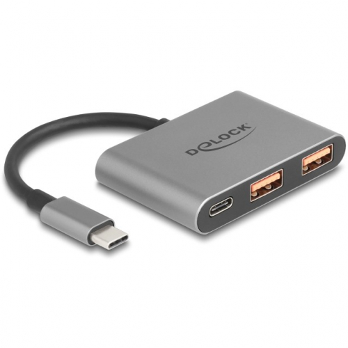 DELOCK 3 Port USB Hub 10 Gbps mit USB Type-C zu 1 x USB Type-C + 2 x USB Typ-A