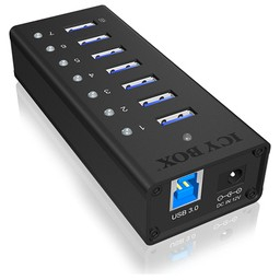 HUB 7Port. Verfügt über 7x USB 3.0 Anschlüsse für Laufwerke ICY BOX