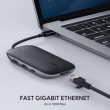 AUKEY CB-C71 aluminium HUB USB-C | 8in1 | RJ45 Ethernet 10/100/1000Mbps | 3xUSB 3.1 | HDMI 4k@30Hz | SD & microSD | USB-C Power Delivery 100W